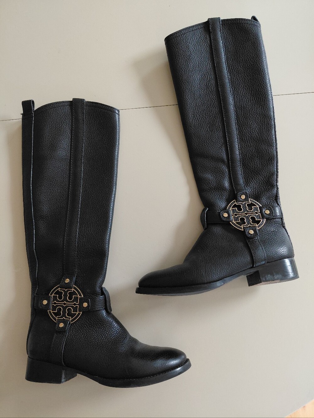 TORY BURCH Amanda Black Leather Riding Boots Sz 5